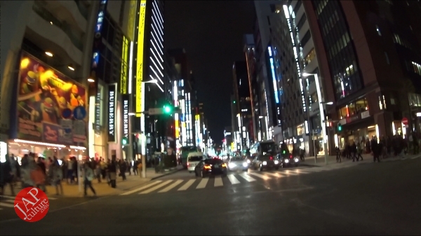 Ginza Chuo dori, Central street [Riding view] at night. elegant neon sing town_0001