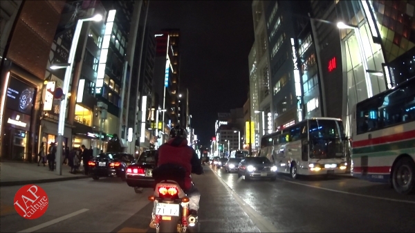 Ginza Chuo dori, Central street [Riding view] at night. elegant neon sing town_0002
