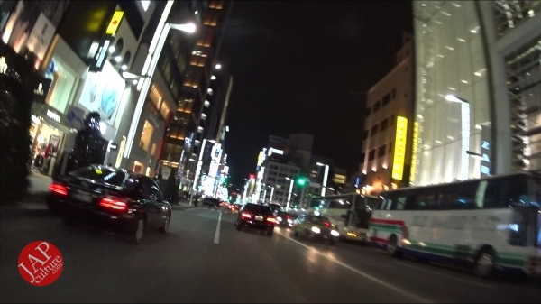 Ginza Chuo dori, Central street [Riding view] at night. elegant neon sing town_0003