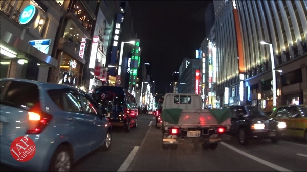 Ginza Chuo dori, Central street [Riding view] at night. elegant neon sing town_0007